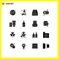 16 icônes créatives signes et symboles modernes de paiement argent archive pièces d'investissement éléments de conception vectoriels modifiables vecteur