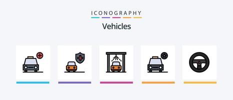 ligne de véhicules remplie de 5 packs d'icônes comprenant. cœur. mer. aimer. sécurité. conception d'icônes créatives vecteur