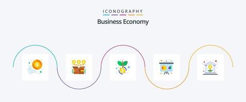 pack d'icônes plat 5 économie, y compris la finance. finance. en ligne. économie. entreprise vecteur