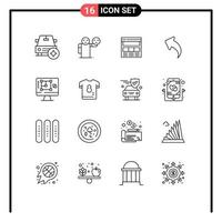 16 icônes créatives signes et symboles modernes de diminution du site Web vers le haut des éléments de conception vectoriels modifiables en ligne vecteur