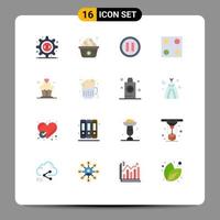 pack d'icônes vectorielles stock de 16 signes et symboles de ligne pour la restauration rapide désert musique cupcake poêle pack modifiable d'éléments de conception de vecteur créatif