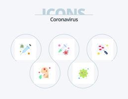 pack d'icônes plat coronavirus 5 conception d'icônes. laboratoire. virus. grippe. transmission. compte-gouttes vecteur