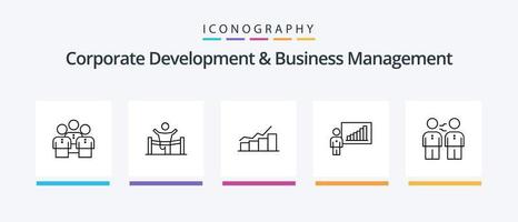 pack d'icônes ligne 5 de développement d'entreprise et de gestion d'entreprise, y compris l'homme. clé. entreprise. solution. chambre. conception d'icônes créatives vecteur