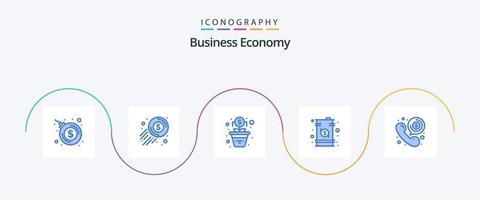 pack d'icônes bleu économie 5, y compris le dollar. appel. argent. argent. dollar vecteur