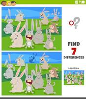 jeu éducatif de différences avec des lapins de dessins animés vecteur