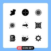 9 icônes créatives signes et symboles modernes du dos droit thanksgiving flèche objectif éléments de conception vectoriels modifiables vecteur