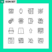 16 concept de contour pour les sites Web mobiles et les marchés d'applications entreprise essence processus énergie éléments de conception vectoriels modifiables vecteur