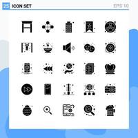 25 concept de glyphe solide pour les sites Web mobiles et applications écologie dispositifs d'interface utilisateur tag signet éléments de conception vectoriels modifiables vecteur