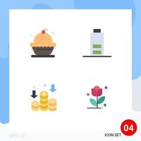 4 concept d'icône plate pour sites Web mobiles et applications cuisson revenu dessert demi fleur éléments de conception vectoriels modifiables vecteur