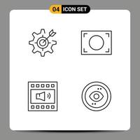 ensemble moderne de 4 couleurs et symboles plats remplis tels que configurer le cadre de réglage du haut-parleur éléments de conception vectoriels modifiables par le haut-parleur vecteur