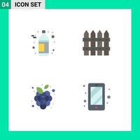 4 concept d'icône plate pour sites Web mobiles et applications alcool vigne ferme jardin téléphone éléments de conception vectoriels modifiables vecteur