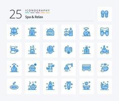 spa et relax pack de 25 icônes de couleur bleue, y compris l'huile. spa. crème. relaxation. aromathérapie vecteur