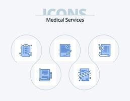 pack d'icônes bleues de services médicaux 5 conception d'icônes. médical. document. médical. histoire. déposer vecteur
