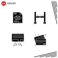 4 pack de glyphes solides d'interface utilisateur de signes et symboles modernes de conditionneur de fichiers calculant des éléments de conception vectoriels modifiables vecteur