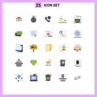 pack de 25 signes et symboles de couleurs plates modernes pour les supports d'impression Web tels que la cuisson des aliments vecteur
