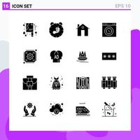 16 icônes créatives signes et symboles modernes de la construction d'interface d'adresse de page de test éléments de conception vectoriels modifiables vecteur