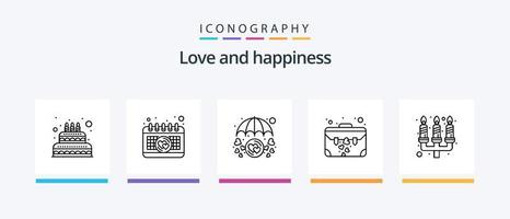 pack d'icônes de la ligne d'amour 5, y compris l'amour. environnement. lettre. bougie. aimer. conception d'icônes créatives vecteur