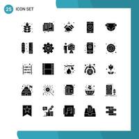 ensemble moderne de 25 glyphes et symboles solides tels que l'accord d'application mobile envoyé éléments de conception vectoriels modifiables réels mobiles vecteur