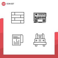 pack d'icônes vectorielles stock de 4 signes et symboles de ligne pour les éléments de conception vectoriels modifiables du rapport de montage en rack audio financier du pavé de verrouillage vecteur