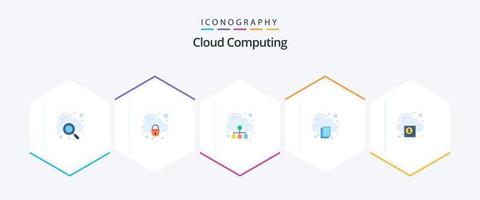 cloud computing 25 pack d'icônes plates comprenant le cloud. nuage. imprimer. nuage vecteur
