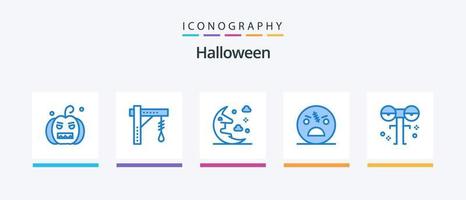 pack d'icônes bleu halloween 5 comprenant zombie. effrayant. lumière. Halloween. ciel. conception d'icônes créatives vecteur