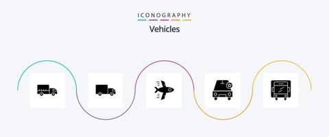 pack d'icônes glyphe 5 de véhicules comprenant. important. camion vecteur