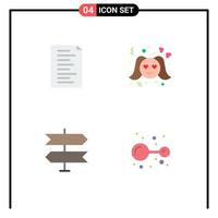 pack d'icônes vectorielles stock de 4 signes et symboles de ligne pour pointeur de code amour femme chimie éléments de conception vectoriels modifiables vecteur