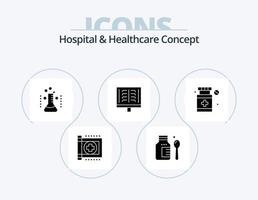 pack d'icônes de glyphe de concept d'hôpital et de soins de santé 5 conception d'icônes. médical. soins de santé. laboratoire. radiographie. radioscopie vecteur