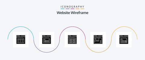 pack d'icônes de glyphe filaire de site Web 5, y compris le site Web. page. image. l'Internet. site Internet vecteur