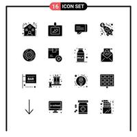 ensemble de 16 symboles d'icônes d'interface utilisateur modernes signes pour la solution d'entreprise chat argent lancement éléments de conception vectoriels modifiables vecteur