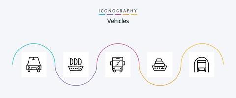 pack d'icônes de la ligne 5 de véhicules comprenant. transport. transport. transport. métro vecteur