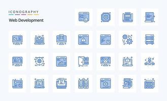 25 pack d'icônes bleues de développement web vecteur