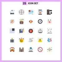 pack de couleurs plates de 25 symboles universels d'éléments de conception vectoriels modifiables d'application de logiciel de chat réactif vecteur