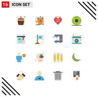 pack de 16 signes et symboles de couleurs plates modernes pour les supports d'impression Web tels que signet halloween gestion peur mariage pack modifiable d'éléments de conception de vecteur créatif