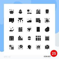 interface mobile glyphe solide ensemble de 25 pictogrammes d'éléments de conception vectoriels modifiables de réseau de routeur d'oeufs de construction réelle vecteur