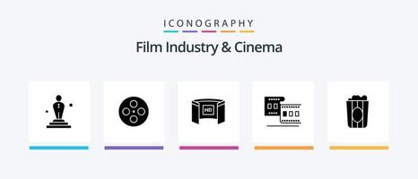 pack d'icônes cenima glyph 5 comprenant le cinéma. film. cinématographie. cinéma. HD. conception d'icônes créatives vecteur