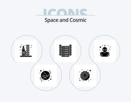 pack d'icônes de glyphe spatial 5 conception d'icônes. espace. extraterrestre. fusée. les serveurs. données vecteur