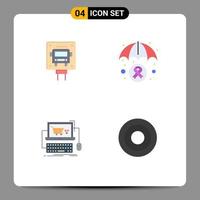 interface mobile icône plate ensemble de 4 pictogrammes d'éléments de conception vectoriels modifiables de magasin médical public en ligne de bus vecteur