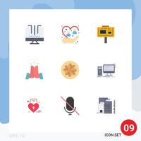 pack de couleurs plates de 9 symboles universels d'amis meilleures personnes branding sign board éléments de conception vectoriels modifiables vecteur