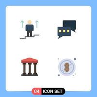 ensemble moderne de 4 icônes et symboles plats tels que banque d'utilisateurs homme chat régime éléments de conception vectoriels modifiables vecteur