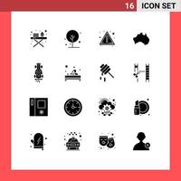 ensemble de 16 symboles d'icônes d'interface utilisateur modernes signes pour jeu voiture attention voyage emplacement éléments de conception vectoriels modifiables vecteur