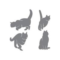 ensemble de modèles de silhouette de chat vecteur