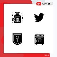4 icônes créatives signes et symboles modernes des économies d'appareils monétaires twitter four de cuisson éléments de conception vectoriels modifiables vecteur
