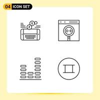 concept de 4 lignes pour sites Web mobiles et applications développement mobile égaliseur de navigateur facebook éléments de conception vectoriels modifiables vecteur
