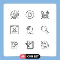 contour de l'interface mobile ensemble de 9 pictogrammes d'esprit porte en bois humain éléments de conception vectoriels modifiables sur internet vecteur
