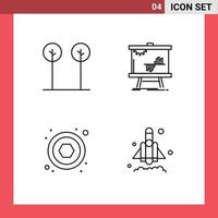 pack de 4 signes et symboles de couleurs plates modernes pour les supports d'impression Web tels que les données d'usine de matériel écologique vis éléments de conception vectoriels modifiables vecteur