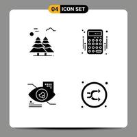 ensemble de 4 pack de glyphes solides commerciaux pour les comptes de pins à œil alpin eyetap éléments de conception vectoriels modifiables vecteur