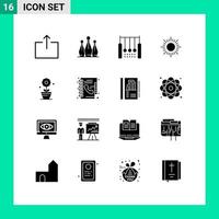 16 icônes créatives signes et symboles modernes de croissance coucher de soleil acrobatique lever du soleil anneaux éléments de conception vectoriels modifiables vecteur