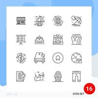 pack d'icônes vectorielles stock de 16 signes et symboles de ligne pour les éléments de conception vectoriels modifiables en ligne vecteur