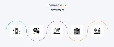 pack d'icônes de glyphe d'investissement 5, y compris l'assurance. investissement. dollar. magasin en ligne. investissement vecteur